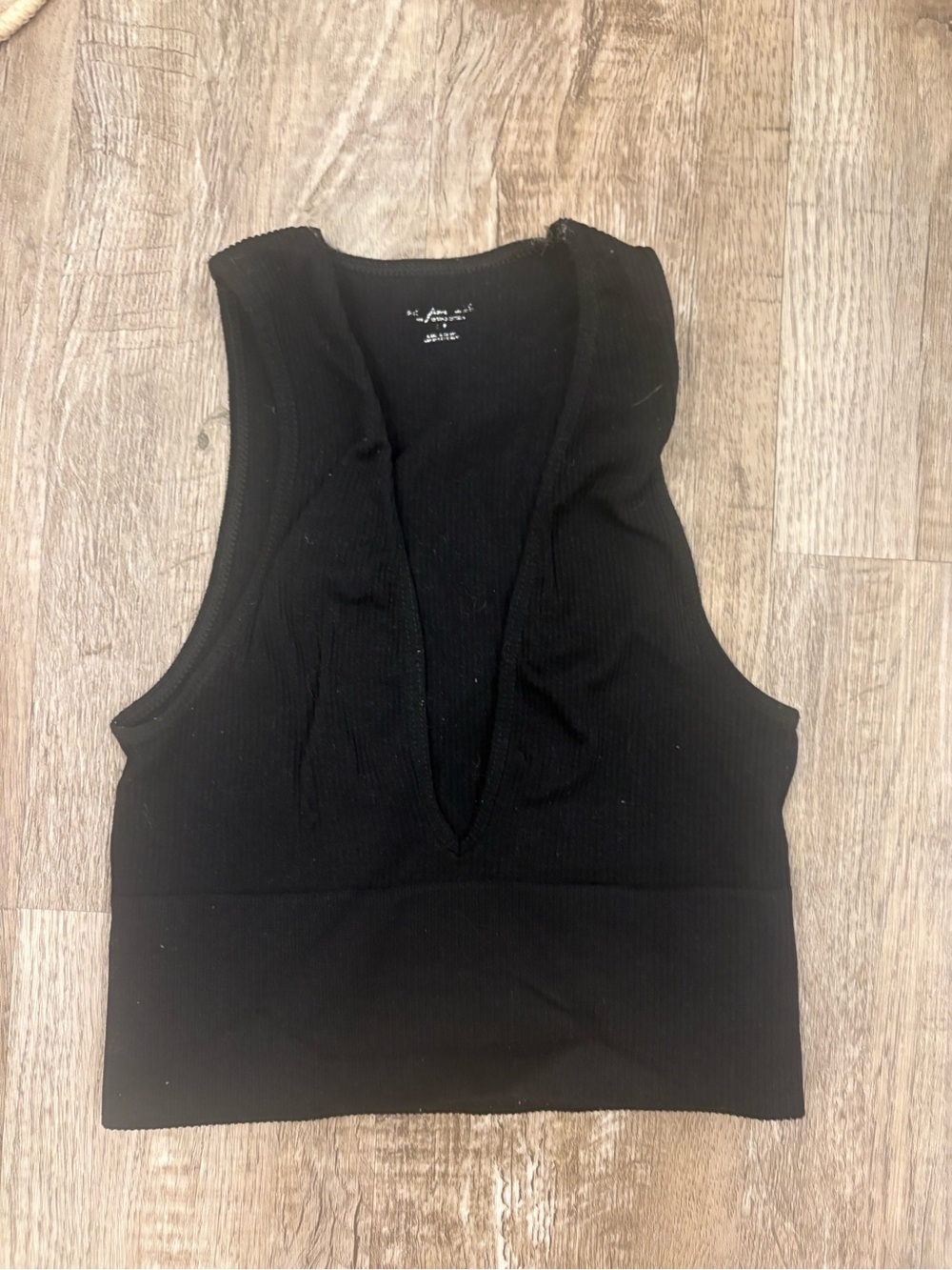 Urban Outfitters Black Ribbed Deep V Crop Tank - Women